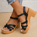 Lucyever Lightweight High Heeled Sandals for Women 2025 Summer Ankle Buckle Female Gladiator Sandal Woven Platform Sandles Woman - Lady T Fashions