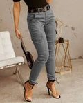 Pant Women Long Pants Slim Low Waist Solid Casual Regular Straight Trousers Y2k Streetwear Button Pocket 2025 Capris Tracksuit Lady T Fashions