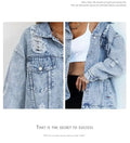 Jeans Jackets for Woman Jackets Euramerican Hole Autumn Winter Women's Jeans Coats Outerwears Denim Top New Female Jean Fashion - Lady T Fashions