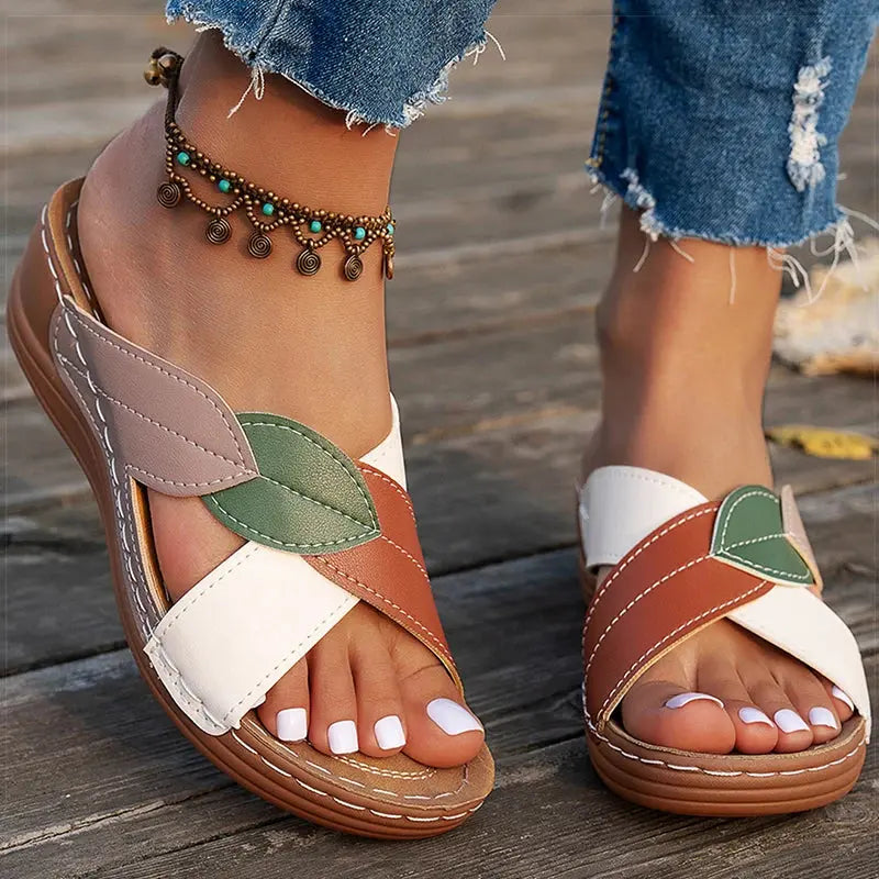 Women's Sandals Comfortable Wedges Heels Sandals Summer 2025 Shoes Woman Heeled Slippers Women Summer Footwear Chaussures Femme - Lady T Fashions