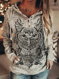 Wolf Hoodie Women Fashion Oversized Hoodies Vintage Sweats Girls Coat Women Sweatshirt Coat Hooded Pullover Owl Tracksuit Autumn - Lady T Fashions