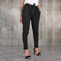 Casual Women Pants Solid Color Belted Elastic High Waist Harem Pants Long Trousers Women's Clothing Lady T Fashions