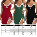 Sexy Sleepwear Women Lace Silk Satin V-Neck Nightgown Split Hem Soft Lingerie Night Dress Sleeveless Sleepwear Female Clothes - Lady T Fashions
