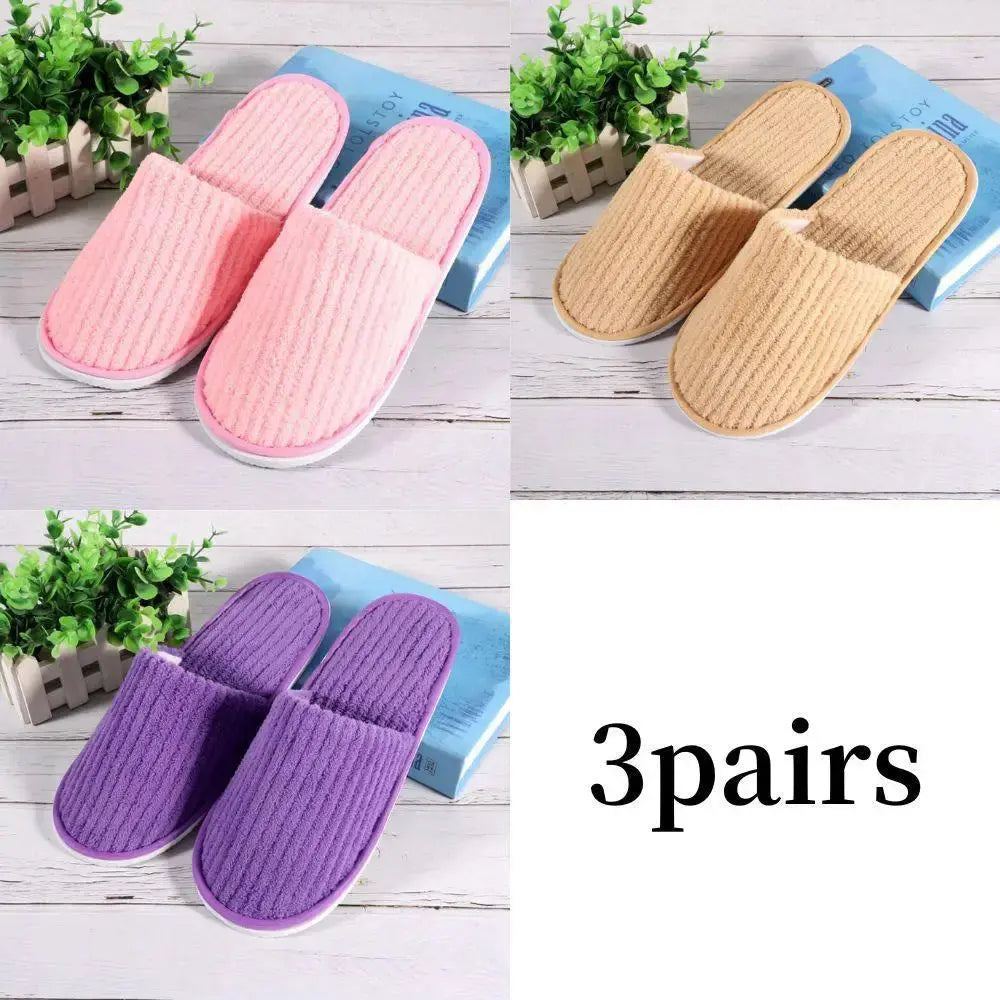 3/1 Pairs/Set Non-slip Travel Hotel Slippers Winter Warm Home Indoor Guest Slippers High Quality Disposable Closed Toe Slippers Lady T Fashions