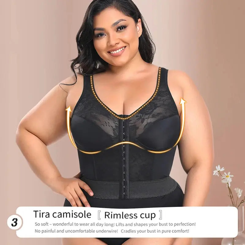 Women Shapewear 3-in-1 Bra Waist Trainer Posture Corrector Push Up Underwear Slimming Corset Girdle Buckle Belly Sheath Vest - Lady T Fashions