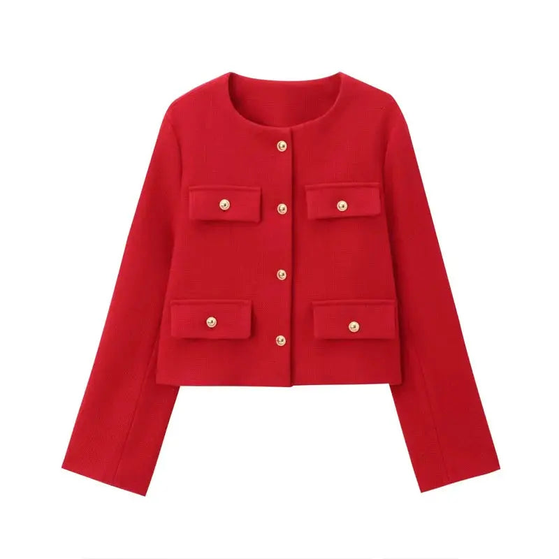2025 New Woman Jackets Outerwears Long Sleeve Cropped Fashion Jacket for Women Button Short Coats Elegant Women's Coat - Lady T Fashions