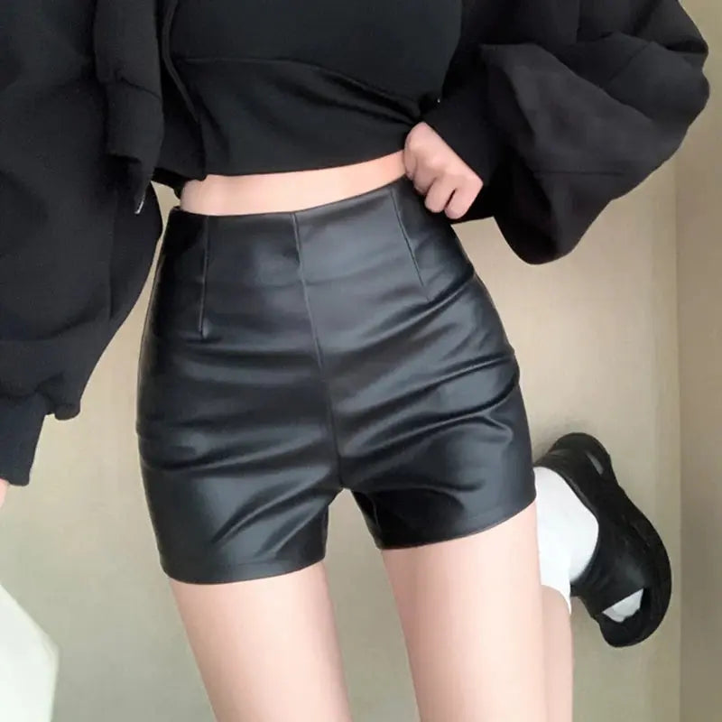 Women's Shorts Sexy Fashion Spring Autumn Black Straight Bodycon Lederhosen - Lady T Fashions