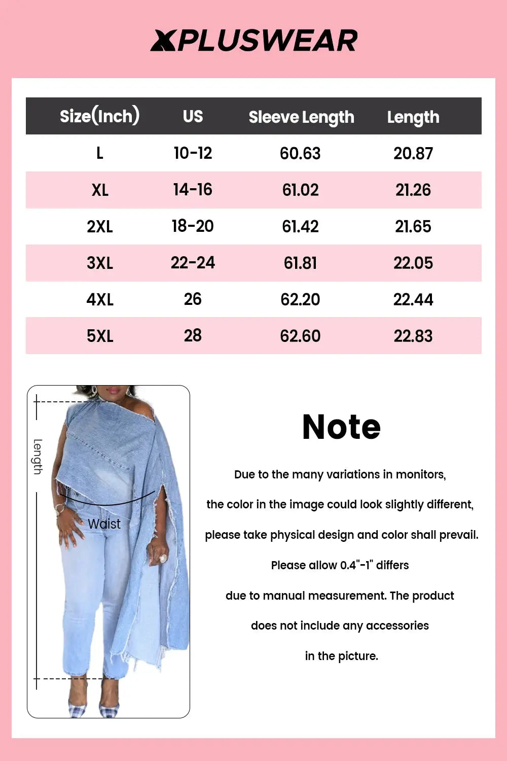 Women's Plus Size Causal Blue Oblique Collar Batwing Sleeve Long Sleeve Split Irregular Hem Denim Jacket 2025 - Lady T Fashions