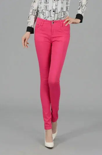 Women Dress Pants Tapered Leg  Colored Stretch Slim Jeans Skinny Trousers  Pockets  for Daily ouc073 - Lady T Fashions