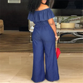 Women's Sexy Strapless Romper - Denim Wide Leg Jumpsuit with Ruffles Summer Beachwear - Lady T Fashions