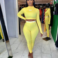 European and N Women's Clothing Hot Cross-border Trade Autumn and Winter Sexy Solid Color Tight Long-sleeved Suit - Lady T Fashions