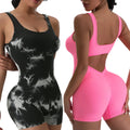 Women Sexy Hollow Out Bodysuit Seamless Square Neck Backless Bodysuit Fitness Yoga Trainning High Elastic Sports Short Bodysuit - Lady T Fashions