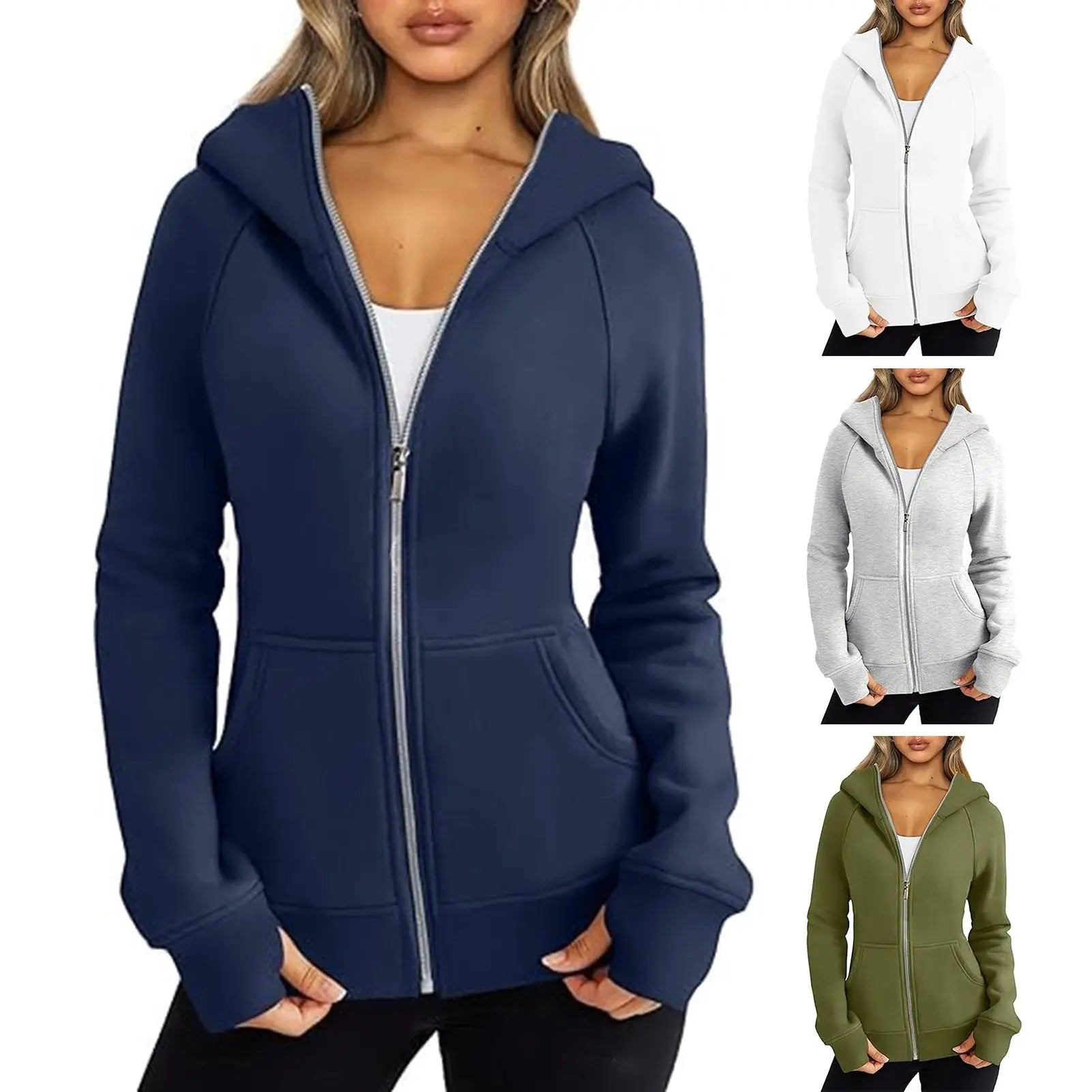 Women Oversize Hoodies Sweatshirts Pullovers Hoodie Female Patchwork Sweatshirt Autumn Warm Hoody Zipper UP Tops S-3XL - Lady T Fashions