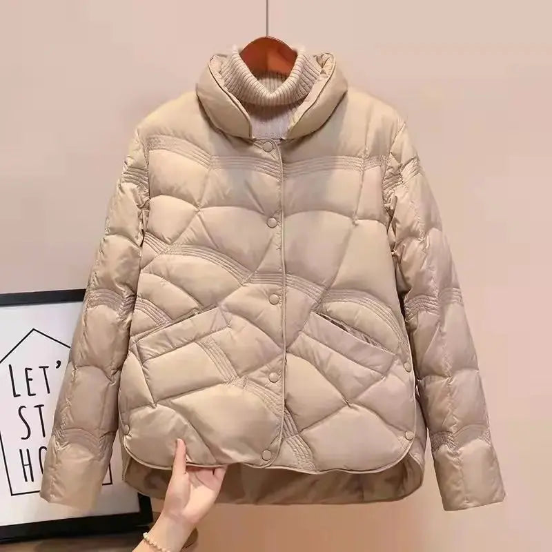 Women Jacket 2025 New Autumn Winter Parkas Female Light Thin Down Cotton Coat Femme Casual Short Warm Basic Outerwear Ladies Top - Lady T Fashions