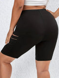 Summer Sexy Solid Color Five Quarter Pants Black High-waisted Plus Size Shorts Fashion Trend Side Holes All Match Shorts Women - Lady T Fashions