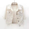 Women Denim Jacket Spring Autumn Short Coat Pink Jean Jackets Casual Tops Purple Yellow Purple Blue Loose Tops Lady Outerwear - Lady T Fashions