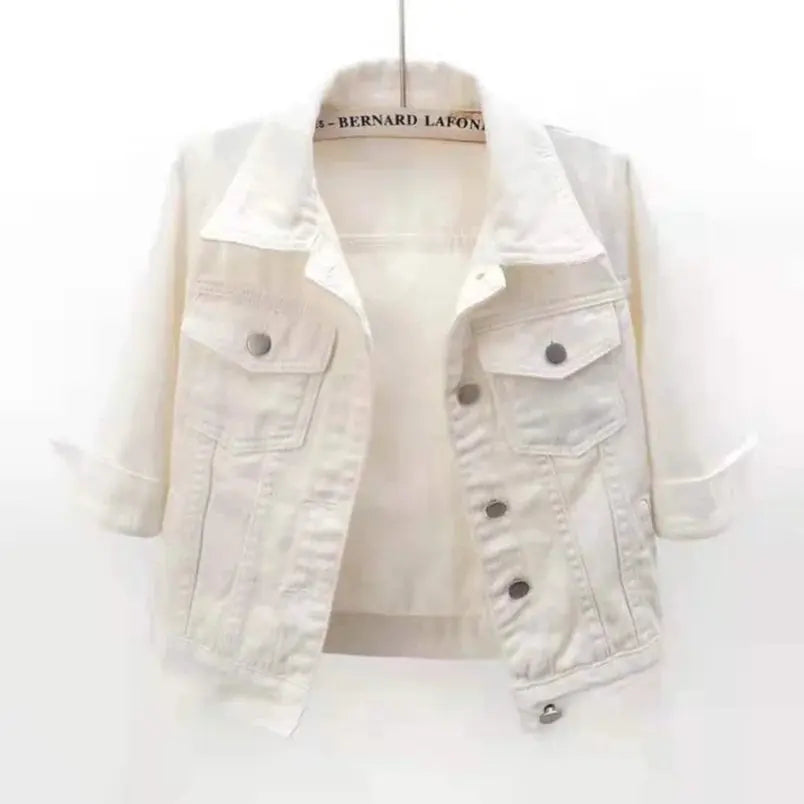 Women Denim Jacket Spring Autumn Short Coat Pink Jean Jackets Casual Tops Purple Yellow Purple Blue Loose Tops Lady Outerwear - Lady T Fashions