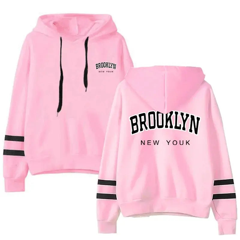 Women's Hooded Sweatshirts New Arrival Brooklyn Printed Long Sleeved Pullover Girls Autumn Winter Daily Casual Sports Hoodies - Lady T Fashions