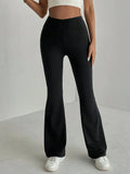 Women's Plain High Waist Flare Leg Pants, Casual Comfy Bell Bottom Trousers for Daily wear, Ladies Tight Flared Pants Lady T Fashions