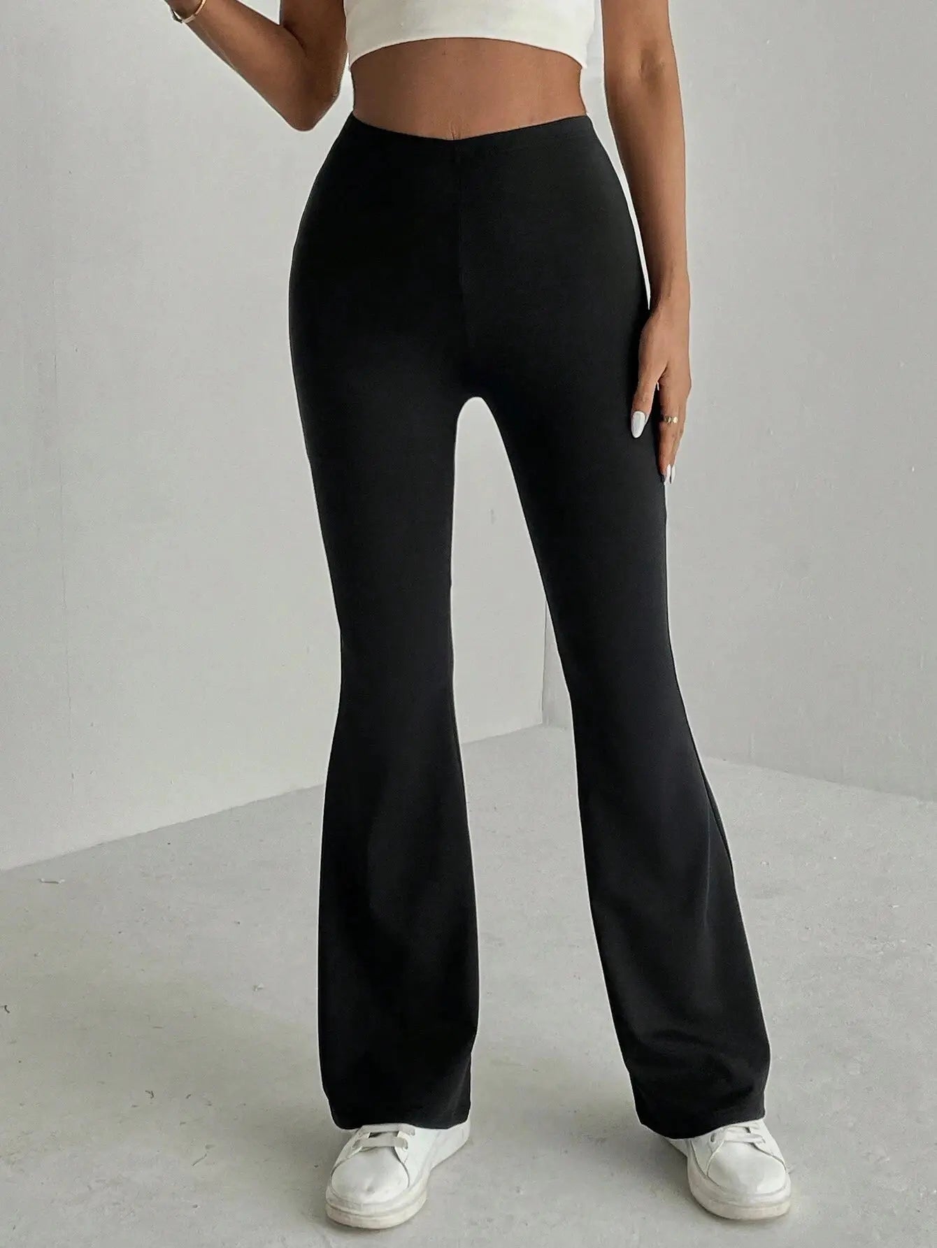 Women's Plain High Waist Flare Leg Pants, Casual Comfy Bell Bottom Trousers for Daily wear, Ladies Tight Flared Pants Lady T Fashions