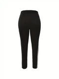 Plus Size  1XL-5XL Women Fashion Striped Leggings Pants Ladies Casual Slim Sports Pants Running Pants - Lady T Fashions
