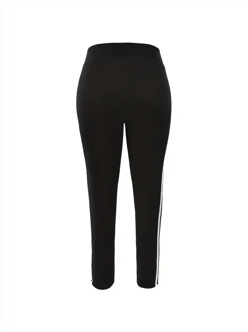 Plus Size  1XL-5XL Women Fashion Striped Leggings Pants Ladies Casual Slim Sports Pants Running Pants - Lady T Fashions