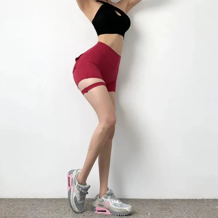 Sexy Shorts Women Sport With Pocket Buttocks Fitness Summer High Waist Tights Leggings Push Up Female Shorts Gym Clothing Pants - Lady T Fashions