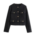 2025 New Woman Jackets Outerwears Long Sleeve Cropped Fashion Jacket for Women Button Short Coats Elegant Women's Coat - Lady T Fashions