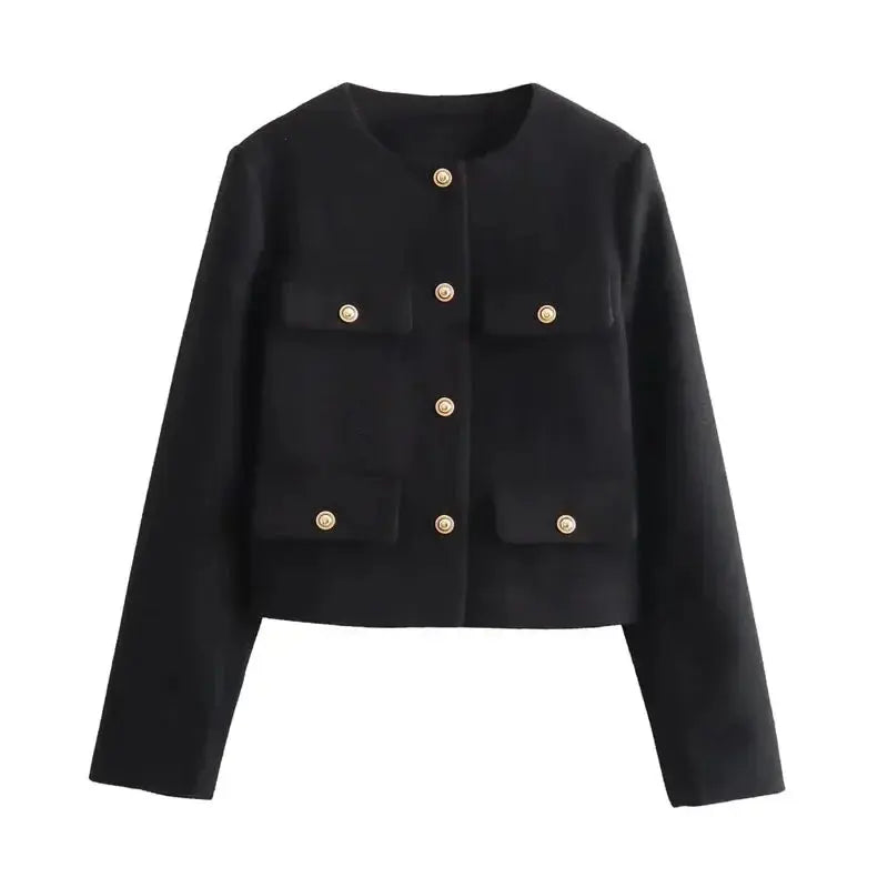2025 New Woman Jackets Outerwears Long Sleeve Cropped Fashion Jacket for Women Button Short Coats Elegant Women's Coat - Lady T Fashions