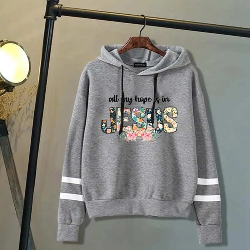 Women/Mens Hoodies All My Hope Is In Jesus Print Hoodies Sweatshirt Winter Casual Streetwear Clothes Plus Size Tops - Lady T Fashions
