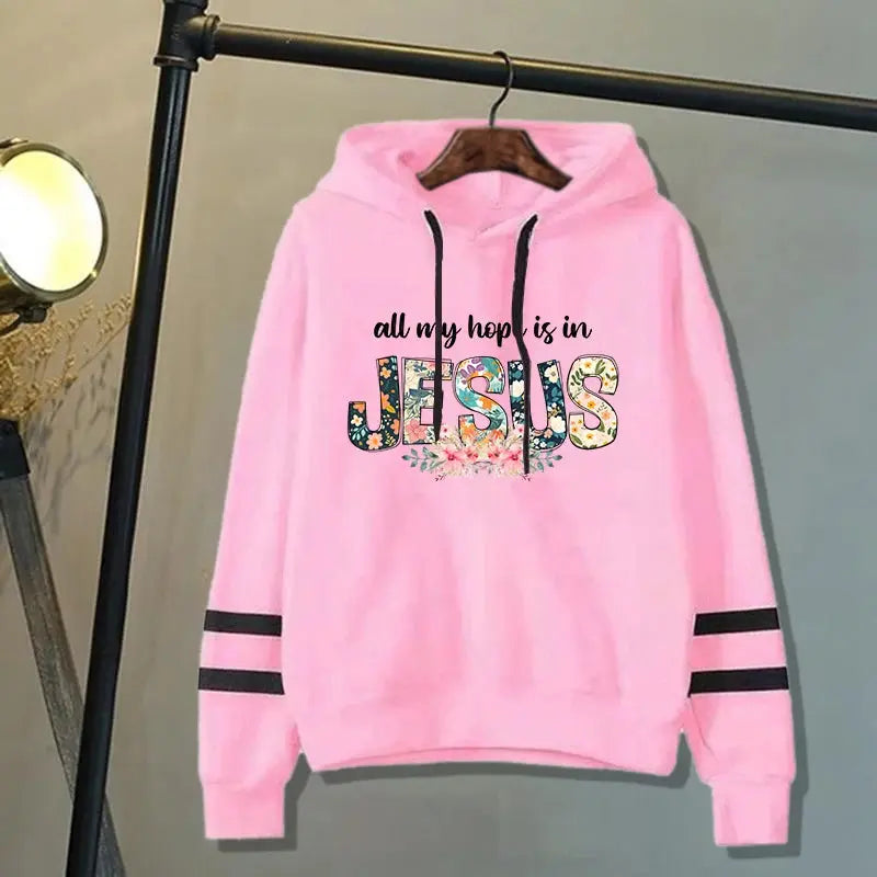 Women/Mens Hoodies All My Hope Is In Jesus Print Hoodies Sweatshirt Winter Casual Streetwear Clothes Plus Size Tops - Lady T Fashions