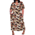 V-Neck Camo Print Women's Loose Maxi Dress 2025 New Arrival Summer Casual Dress XL-6XL - Lady T Fashions