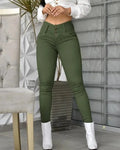 Spring Summer New Women's Clothing Trousers, White High Waist Tight Skinny Pants Casual All-Matching - Lady T Fashions