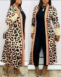 Jackets for Women 2023 Autumn/winter New Fashion Casual Daily Plus Size Leopard Print Open Front Longline Coat Elegant Commuting - Lady T Fashions