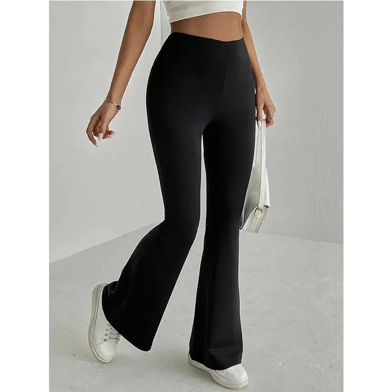 Women's Plain High Waist Flare Leg Pants, Casual Comfy Bell Bottom Trousers for Daily wear, Ladies Tight Flared Pants Lady T Fashions