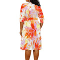 Women's Wrap Dress 2025 New Arrival Orange Floral Print 3/4 Sleeve Summer Dress XL-6XL - Lady T Fashions