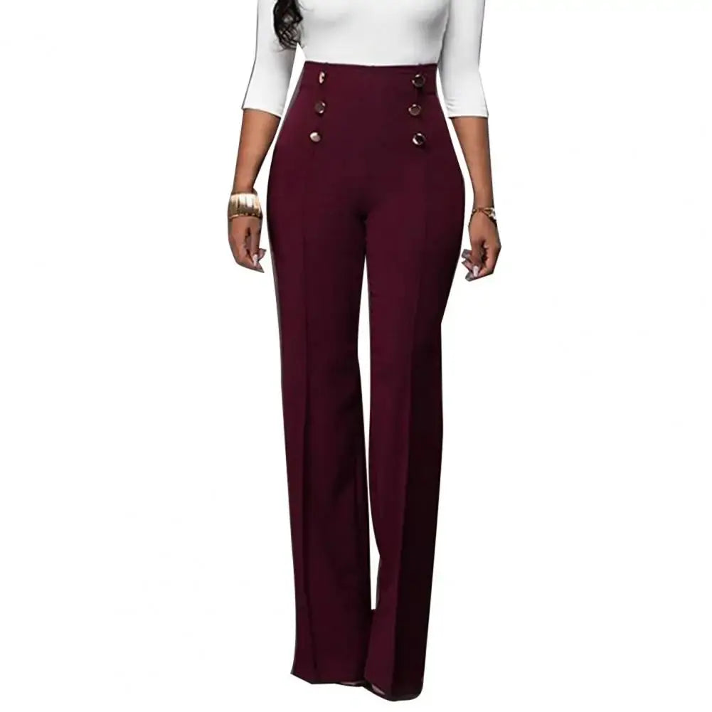Women Wide Leg Pants High Waist Autumn Ladies Fashion Trousers Solid Color Comfortable Soft Bell-bottoms Pants Women Clothing - Lady T Fashions