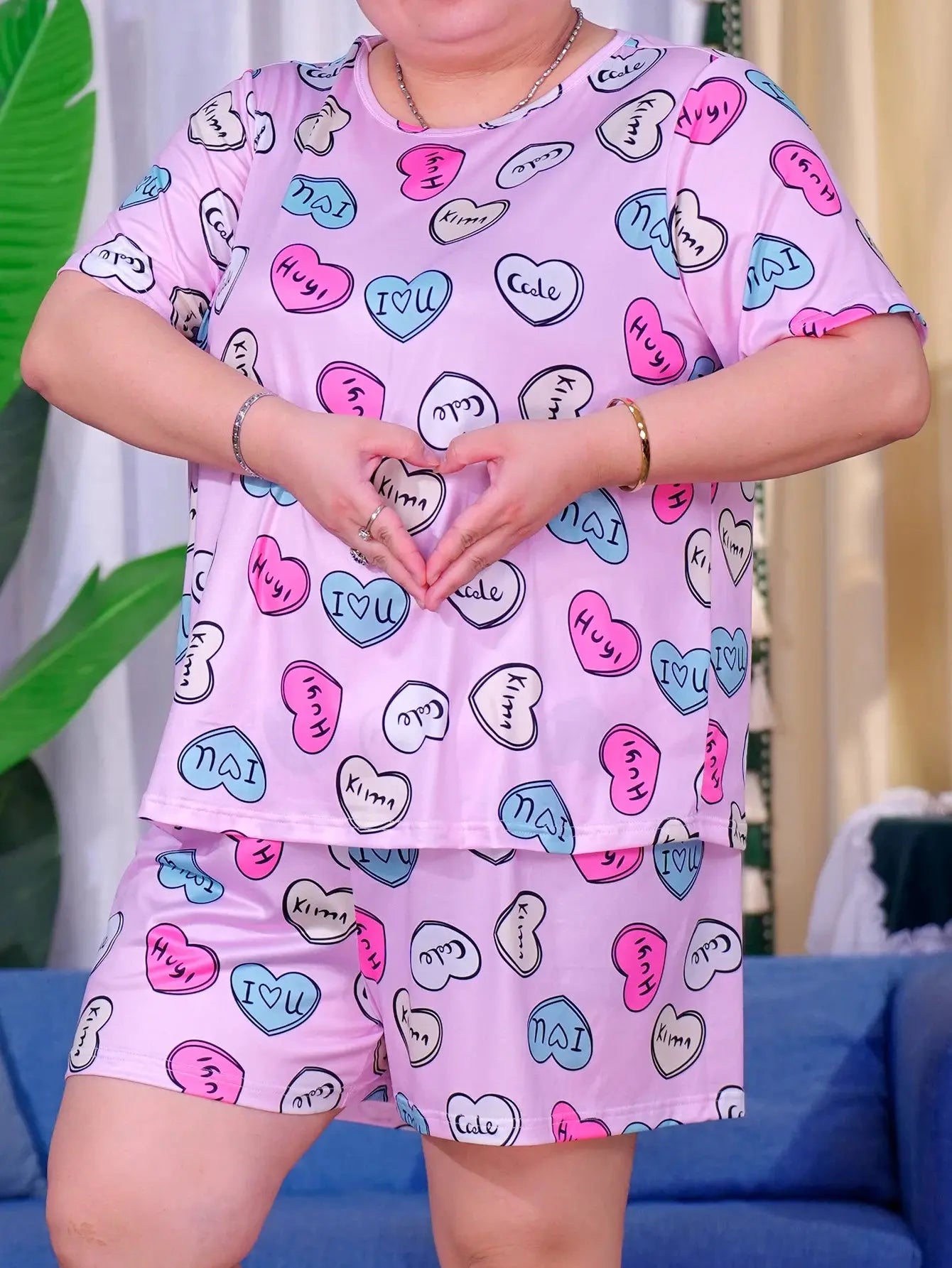 Plus size women's pajamas Plus size short sleeved shorts Loose fitting pajamas Short sleeved short skirt set Home clothing - Lady T Fashions