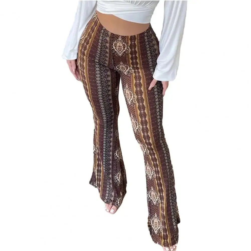 Women Bootcut Pants Retro Print Flared Hem Women's Yoga Pants with High Elastic Waist Slim Fit Stretchy for Long for Women - Lady T Fashions