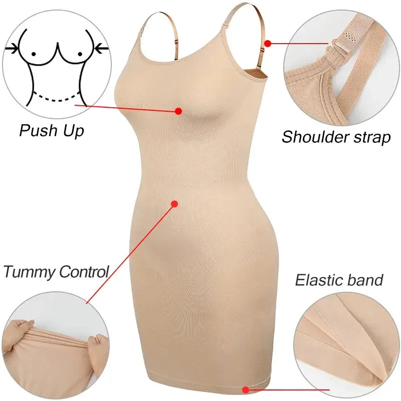 Womens Shapewear Dresses New Tummy Control Body Shaper Slimming Waist Butt Lifter Bodysuits Camisole Dresses Lady Underwear - Lady T Fashions