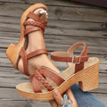 Lucyever Lightweight High Heeled Sandals for Women 2025 Summer Ankle Buckle Female Gladiator Sandal Woven Platform Sandles Woman - Lady T Fashions