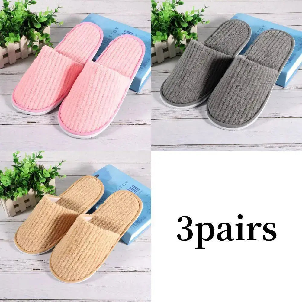 3/1 Pairs/Set Non-slip Travel Hotel Slippers Winter Warm Home Indoor Guest Slippers High Quality Disposable Closed Toe Slippers Lady T Fashions