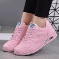 Women Fashion Sneakers Air Cushion Sports Shoes Pu Leather Blue Shoes White Pink Outdoor Walking Jogging Shoes Female Trainers - Lady T Fashions