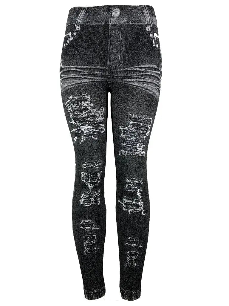 Women's Pants Printed Seamless Imitation Denim Tight Leggings Sexy Leg Wrap Pants Cropped Pants Pants women Lady T Fashions