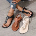 Thong Sandals for Women 2025 Summer Simple Fashionable Flats Elastic Band Outdoor Beach Shoes Casual Ladies Rome Sandals Lady T Fashions