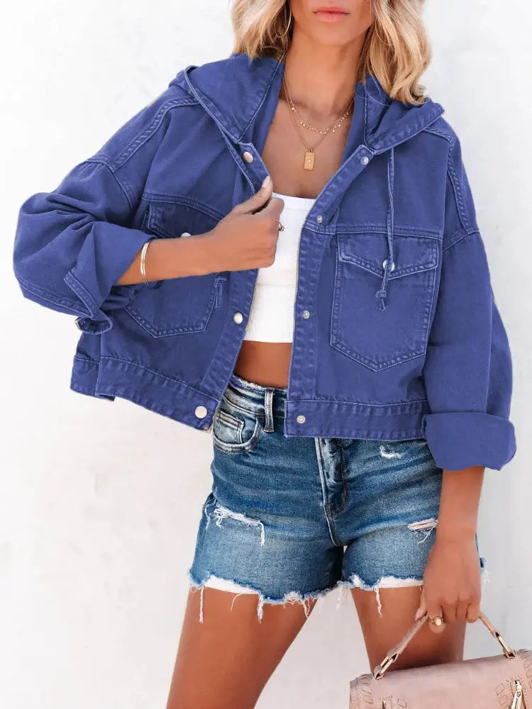 Fashion New Jackets for Women 2022 Hooded Denim Jacket Women Vintage Jean Coats Casual Long Sleeve Top Clothes Women Streetwear - Lady T Fashions