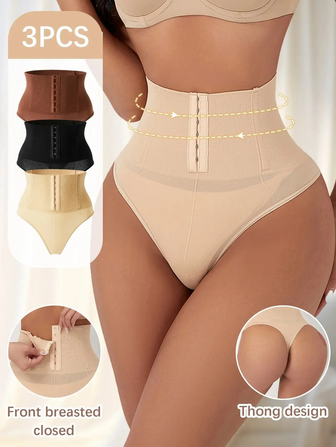 Women's daily thin and high-waisted body shaping suit, body beauty suit, black apricot color abdomen shaping suit waist trousers - Lady T Fashions