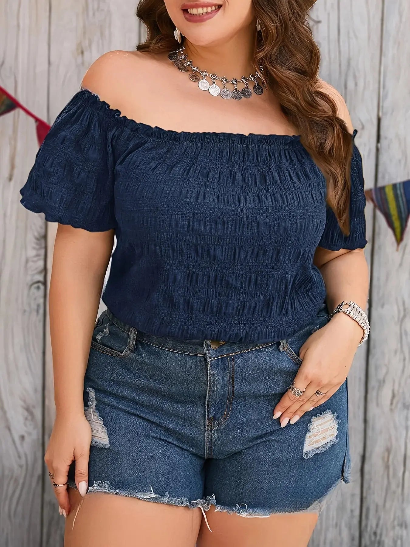 Plus Size Summer Women Elegant Off The Shoulder Dress Casual Fashion Solid Tops Office Lady Loose Curve Clothing - Lady T Fashions