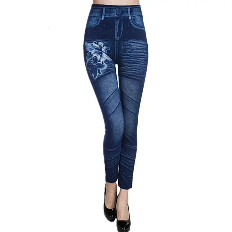 Women's Pants Printed Seamless Imitation Denim Tight Leggings Sexy Leg Wrap Pants Cropped Pants Pants women Lady T Fashions