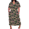 V-Neck Camo Print Women's Loose Maxi Dress 2025 New Arrival Summer Casual Dress XL-6XL - Lady T Fashions